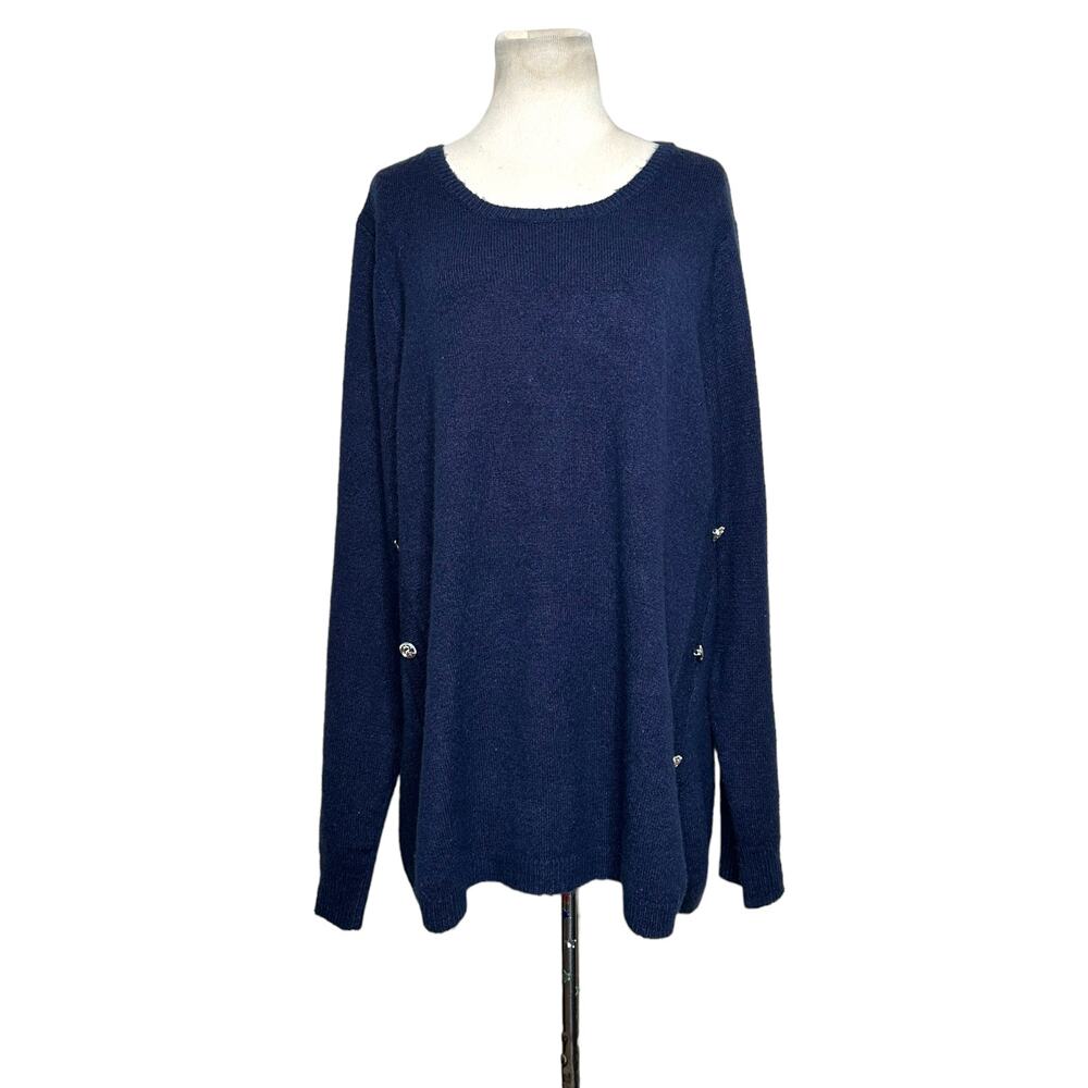 Ellos blue button detail long sleeves tunic sweater size Large